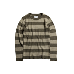 May club -【WESTRIDE】CLASSIC RIB BORDER SWEATER - GRN/KHAKI