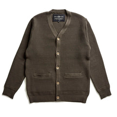 ACV-KN06 WAFFLE COTTON KNIT CARDIGAN - ARMY GREEN - May club