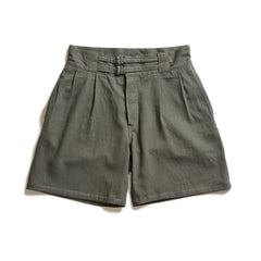 LINEN GURKHA SHORTS - ARMY GREEN - May club