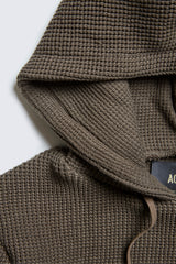 ACV-KN07 WAFFLE COTTON KNIT HOODIE - ARMY GREEN - May club