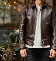 AD-01 Horsehide Center Zip Jacket - Dark Brown - May club