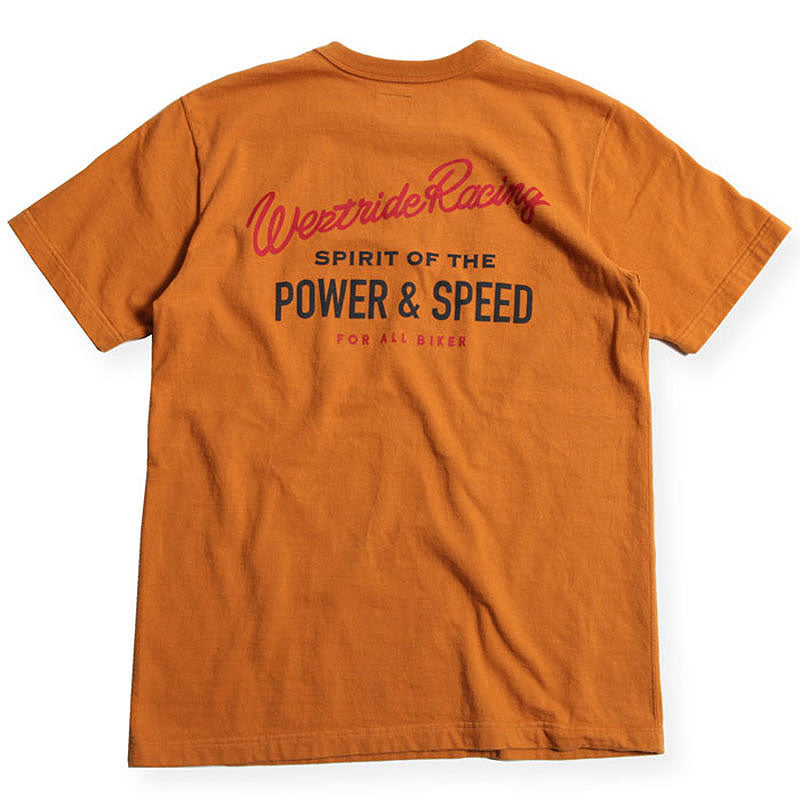 May club -【WESTRIDE】"POWER AND SPEED PISTON" TEE - COGNAC
