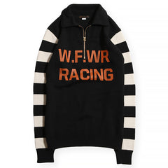 CLASSIC RACING HALF ZIP SWEATER - BLK/IVRY - May club