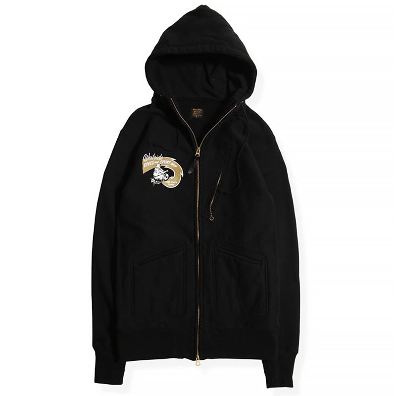 HEAVY WEIGHT FULL ZIP HOODIE - SPEED AND SPORT SHOP (BLACK) - May club
