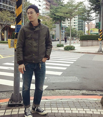 May club -【Addict Clothes】ACV-WX04 WAXED COTTON ULSTER JACKET - KHAKI GREEN