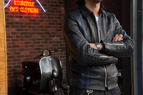 MAY CLUB x C.T.M x ADDICT CLOTHES - BLUE HIGHWAY LEATHER JACKET - May club