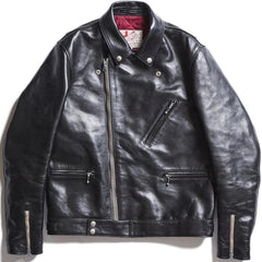 May club -【Addict Clothes】AD-03 Horsehide British Asymmetry Jacket - Black