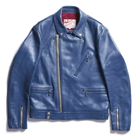 AD-03 Horsehide British Asymmetry Jacket - Vintage Blue - May club