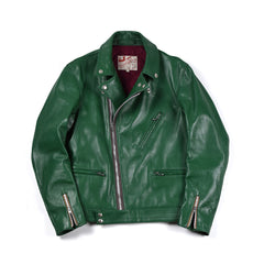 May club -【Addict Clothes】AD-03 Horsehide British Asymmetry Jacket - Green