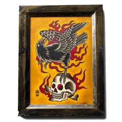 TATTOOED LEATHER ART - CROW SKULL - May club