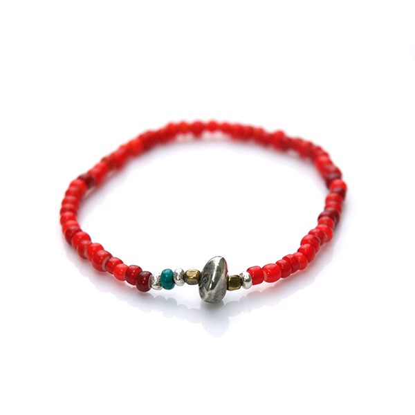 May club -【SunKu】White Heart Beads Bracelet (Red)