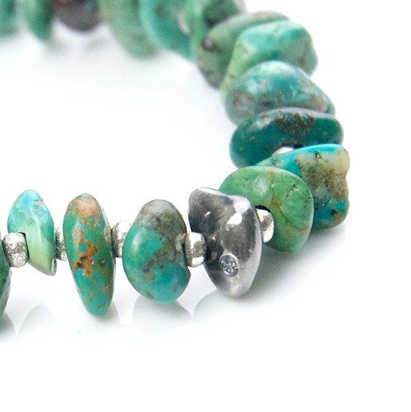 Natural Stone Turquoise Beads & Silver Bracelet - May club