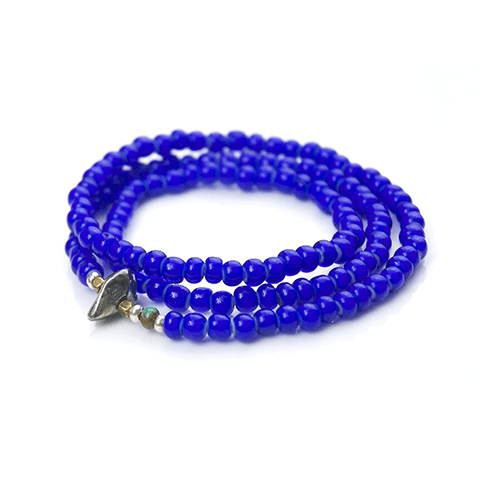White Heart Beads Necklace & Bracelet（Navy） - May club