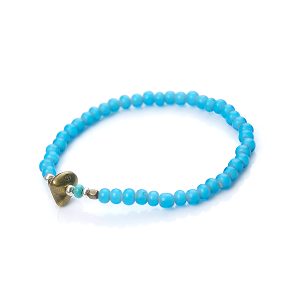 White Heart Beads Bracelet (Sky Blue) - May club