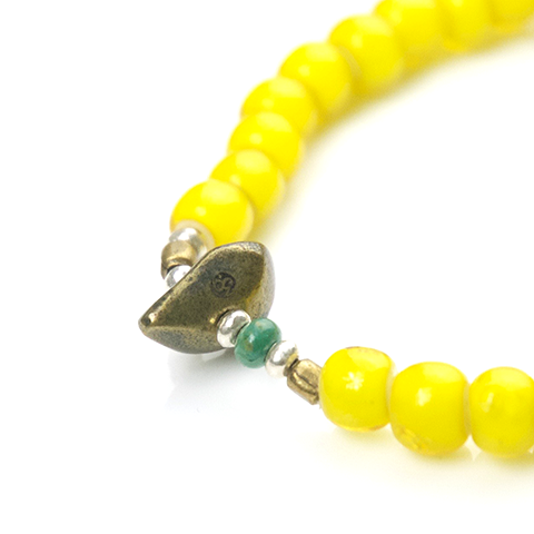 May club -【SunKu】White Heart Beads Bracelet（Yellow）