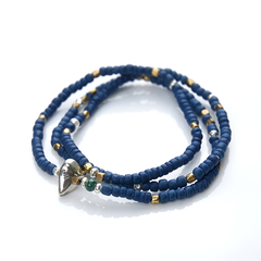 Indigo Dye Beads Necklace & Bracelet - May club