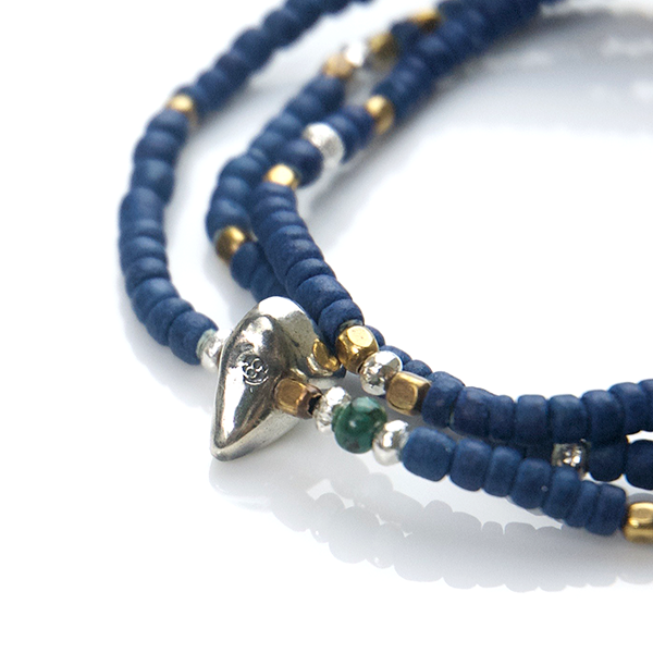 Indigo Dye Beads Necklace & Bracelet - May club