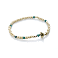 May club -【SunKu】Antique Beads Bracelet White/Turquoise