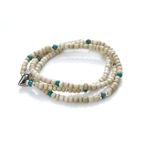 Antique Beads Necklace & Bracelet　White/Turquoise - May club