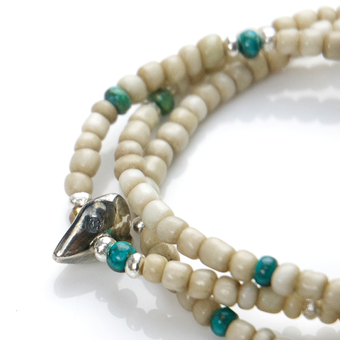 Antique Beads Necklace & Bracelet　White/Turquoise - May club
