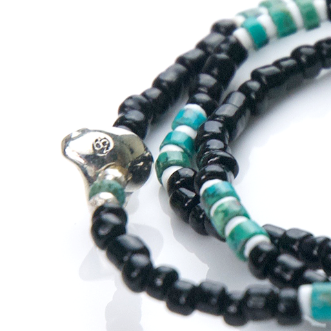 Antique Beads Necklace & Bracelet　Black/Turquoise - May club