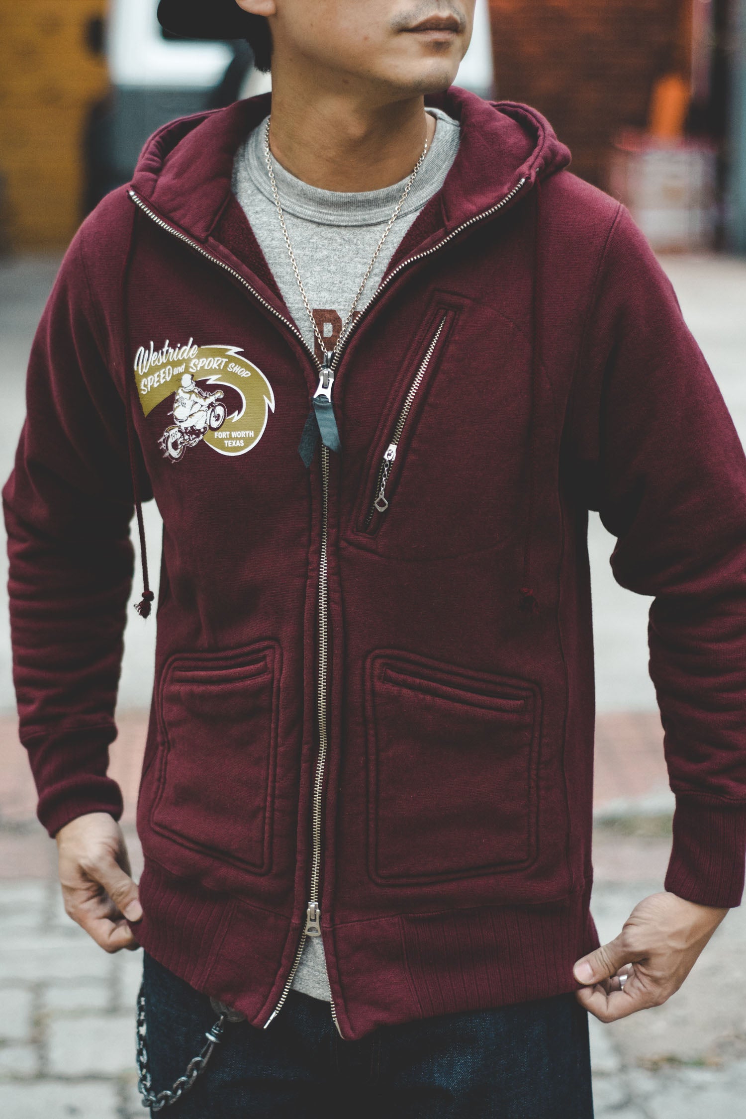 HEAVY WEIGHT FULL ZIP HOODIE - SPEED AND SPORT SHOP (WINE RED) - May club