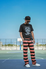 BORDER LONG PANTS - BLK/DPK - May club