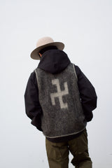 SWASTIKA MOHAIR VEST - GRY - May club