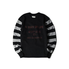 May club -【WESTRIDE】HEAVY BORDER SLEEVE TEE - A WAY OF LIFE (BLK/H.GRY)