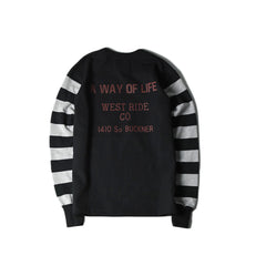 May club -【WESTRIDE】HEAVY BORDER SLEEVE TEE - A WAY OF LIFE (BLK/H.GRY)