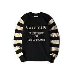 May club -【WESTRIDE】HEAVY BORDER SLEEVE TEE - A WAY OF LIFE (BLK/CRM)