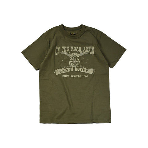 May club -【WESTRIDE】"ON THE ROAD AGAIN" TEE - DEEP OLIVE