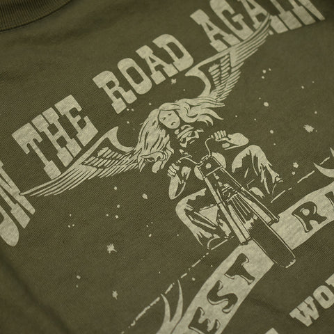 May club -【WESTRIDE】"ON THE ROAD AGAIN" TEE - DEEP OLIVE
