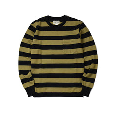 May club -【WESTRIDE】CLASSIC RIB BORDER L/S SWEATER - BLK/OLV