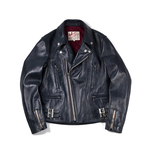 May club -【Addict Clothes】AD-02 Horsehide Double Riders Jacket - Dark Blue