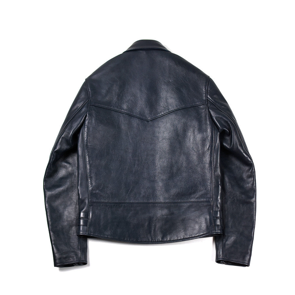 May club -【Addict Clothes】AD-02 Horsehide Double Riders Jacket - Dark Blue