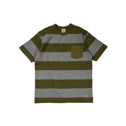 May club -【Trophy Clothing】WIDE BORDER TEE - OLIVE x GREY