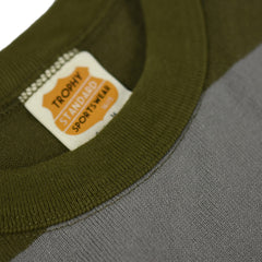 May club -【Trophy Clothing】WIDE BORDER TEE - OLIVE x GREY