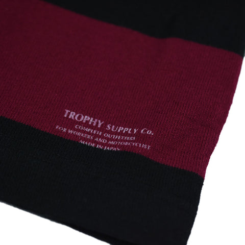 May club -【Trophy Clothing】WIDE BORDER TEE - BURGUNDY x BLACK