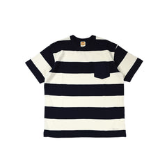 May club -【Trophy Clothing】WIDE BORDER TEE - CREAM x NAVY