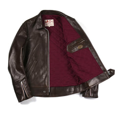 May club -【Addict Clothes】AD-01 Horsehide Center Zip Jacket - Dark Brown