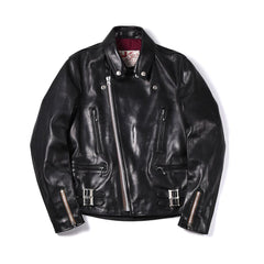 May club -【Addict Clothes】AD-02 Horsehide Double Riders Jacket - Black