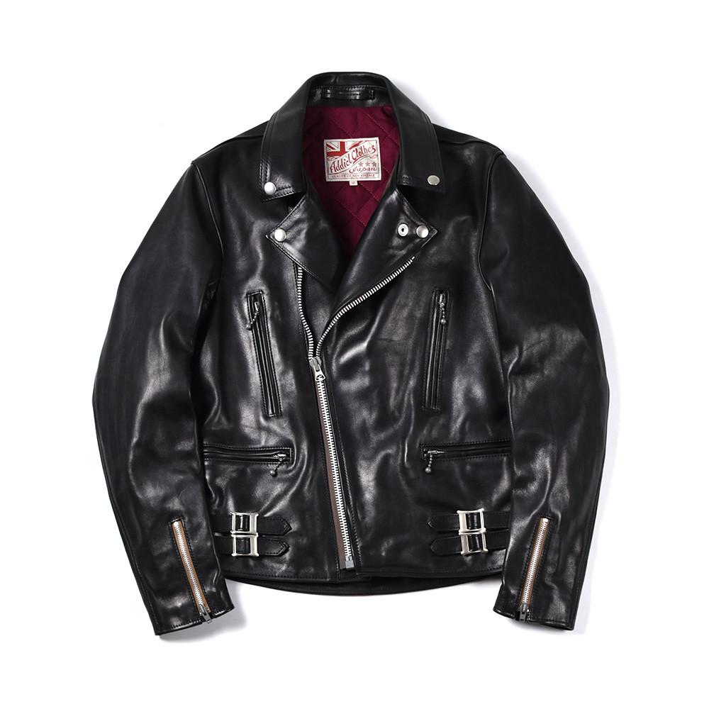 May club -【Addict Clothes】AD-02 Horsehide Double Riders Jacket - Black
