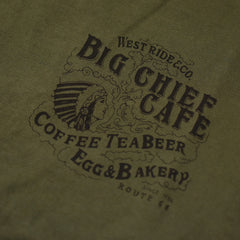 May club -【WESTRIDE】"BIG CHIEF CAFE" TEE - DEEP OLIVE