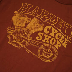 May club -【WESTRIDE】"HARLEY'S CYCLE SHOP" TEE - RED BROWN