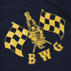 May club -【B.W.G JAPAN】B.W.G x MAGICAL DESIGN "CHECKER SPARK" TEE - NAVY