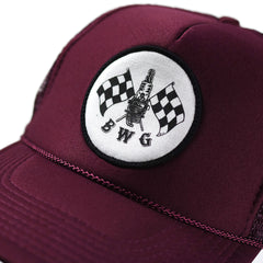 May club -【B.W.G JAPAN】B.W.G x MAGICAL DESIGN CHECKER SPARK CAP - BURGUNDY