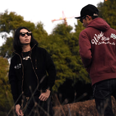 May club -【WESTRIDE】HEAVY WEIGHT FULL ZIP HOODIE - CHECKER FLAG (CRIMSON)