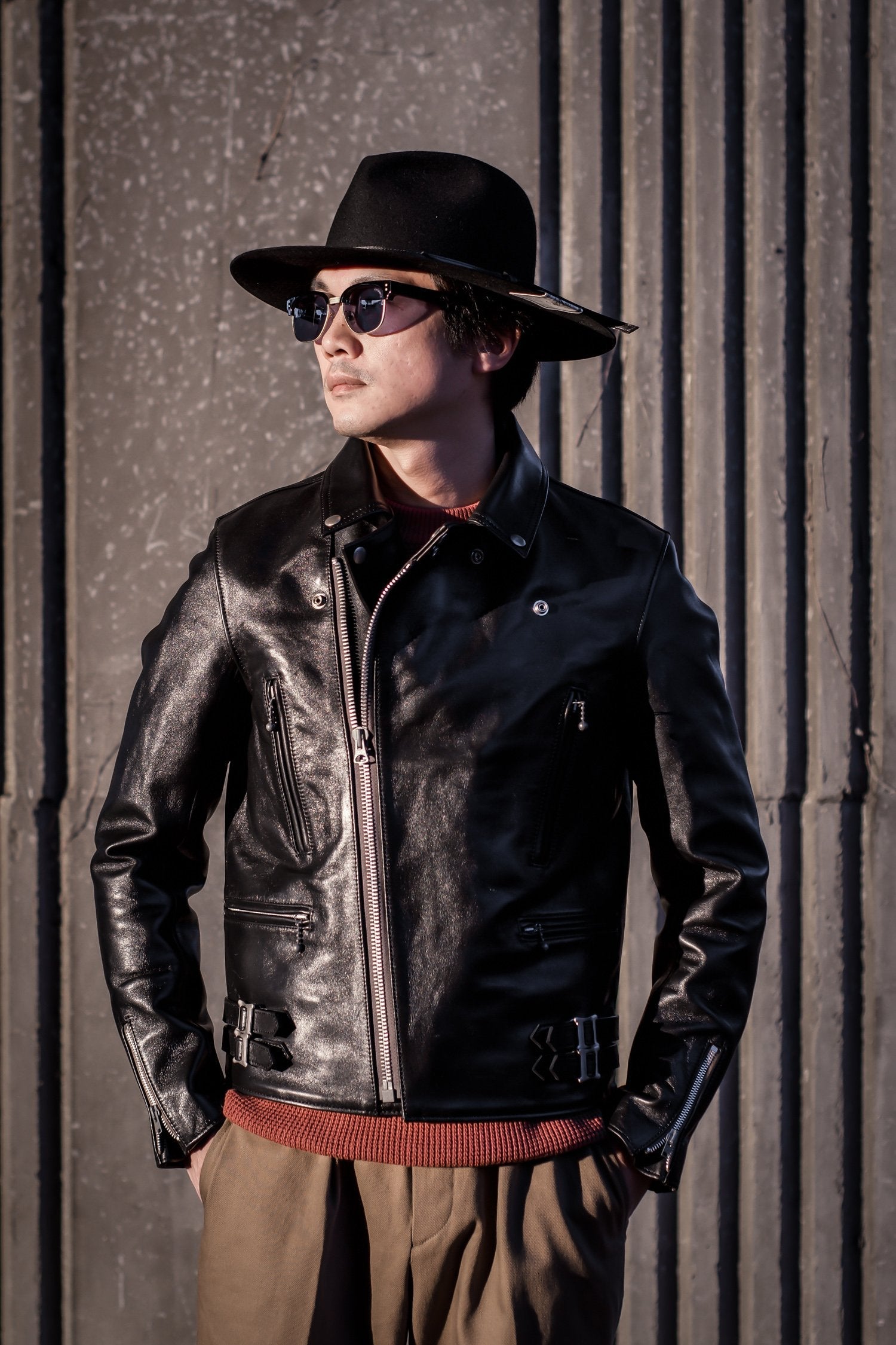 AD-02 Horsehide Double Riders Jacket - Black - May club