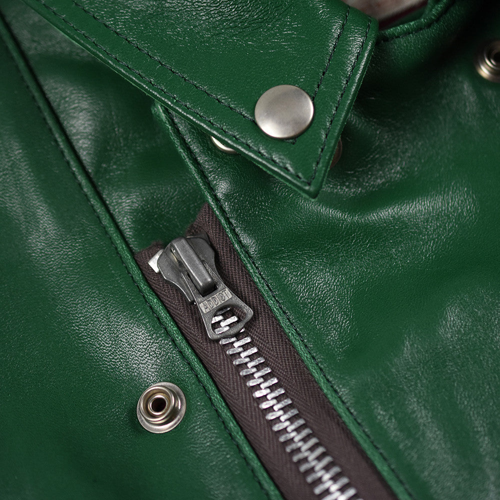 May club -【Addict Clothes】AD-03 Horsehide British Asymmetry Jacket - Green